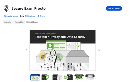 screenshot of Proctorio add to Chrome screen